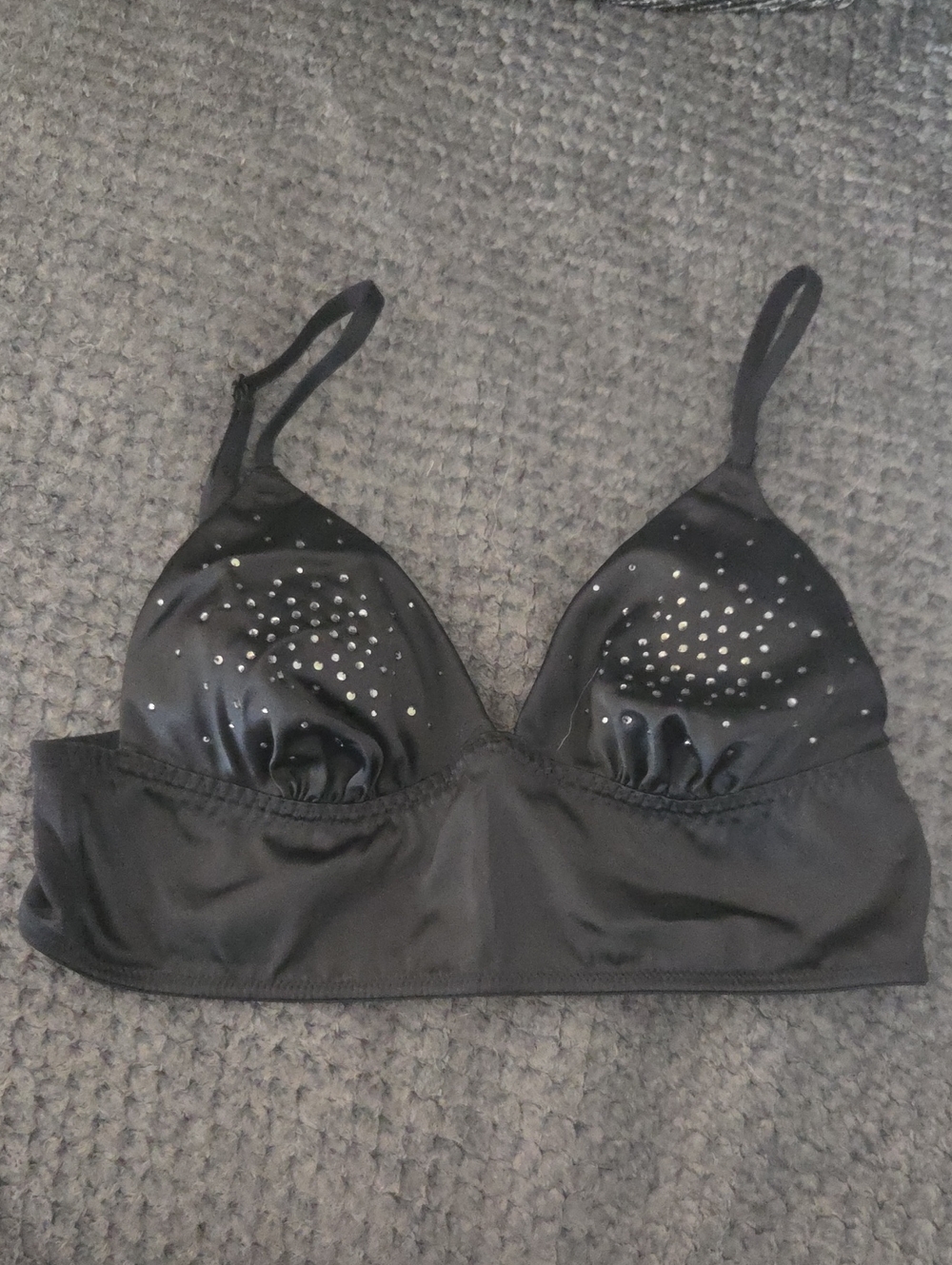 Victoria's Secret Black Satin Bralette with Studded Detail Size XS